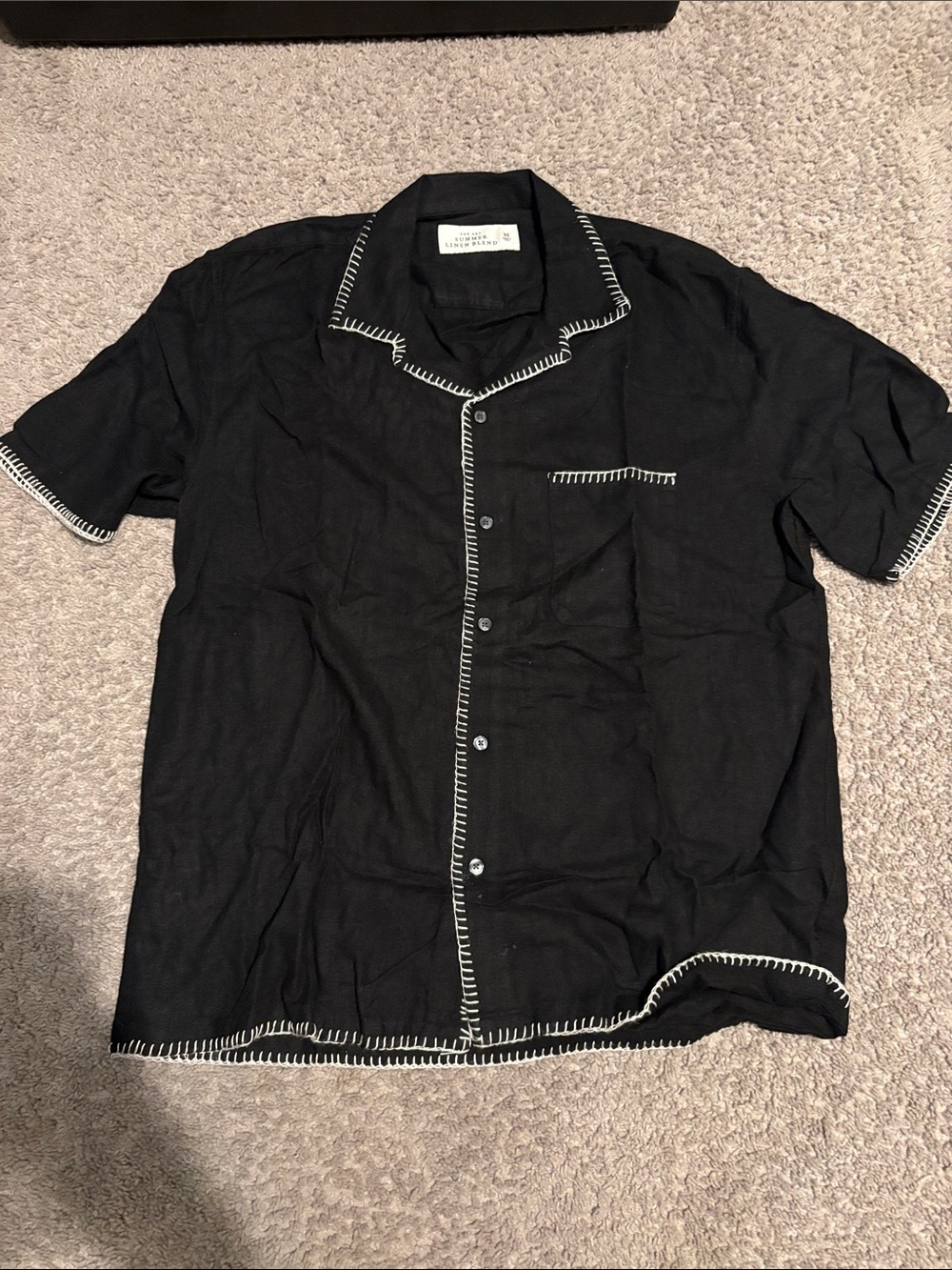 Abercrombie & Fitch short sleeve revere collar edge stitching line shirt - Picture 4 of 5